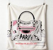 Balenciaga Pink Graffiti City Bag Flannel Throw Blanket BA324